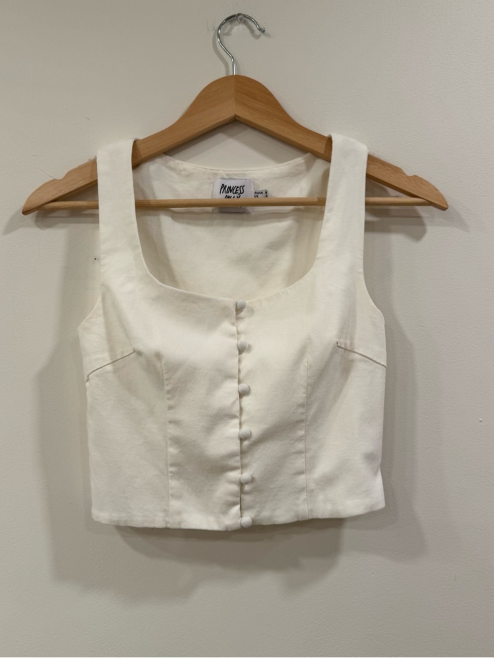 Princess Polly White Button Up Crop Top Square Neck
